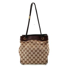 GUCCI GG Borsa a tracolla in pelle e tela borsa a mano marrone autentica