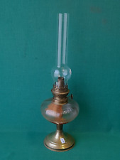ANTICA LAMPADA A OLIO SERBATOIO IN VETRO BASE OTTONE PARALUME DRITTO. BP66