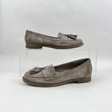 Crown Vintage Moira Gray Suede Leather Tassel Loafers Flats Women's 6.5M EU 37