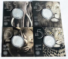 1 oz argento Big Five elefante, leone, rinoceronte, leopardo, bufalo moneta d'argento a scelta
