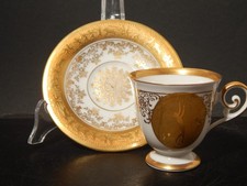 VINTAGE TAZZA CAFFE' PORCELLANA BIANCA ORO ZECCHINO EWA KUNST BAVARIA ECHT GOLD