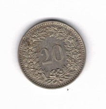 Moneta coin 20 RAPPEN svizzeri Confoederatio Helvetica Svizzera 1962 Elvezia