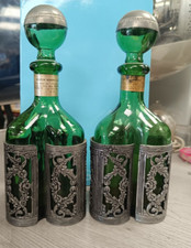 COPPIA BOTTIGLIE VETRO  SCOTCH WISKY CON PLACCHE DI PIOMBO