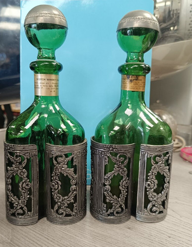 Coppia bottiglie vetro scotch - vetro,