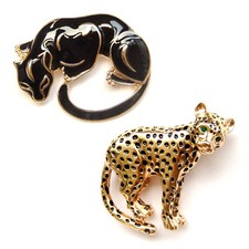 Spilla 2 pezzi pantera nera