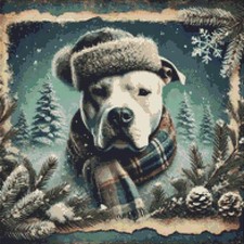 🌟 Pit Bull Cucciolo Cane 🐶 Stile Vintage Natale Punto Croce Contato🌟