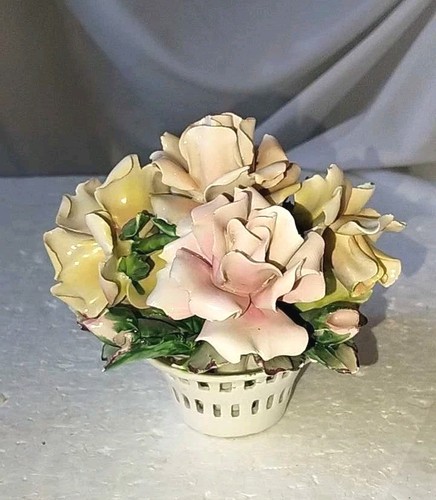 Cestino con fiori - vintage, in