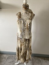 Completo estivo Gloria Estelles pura seta 3 pezzi stampa animalier taglia 12 prezzo consigliato £ 300