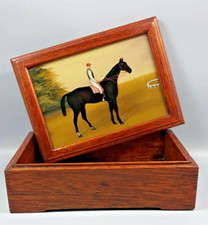 Scatola portaoggetti legno naturale coperchio vetro decorato cm 15 x 11 x h 5