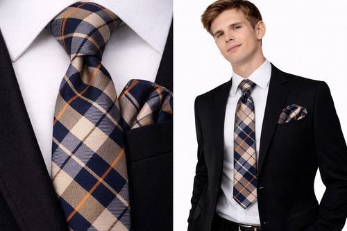 Uomo blu navy crema - uomo, tartan