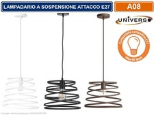 LAMPADARIO MODERNO A SOSPENSIONE CON PARALUME IN METALLO TRAFORATO A VORTICE E27