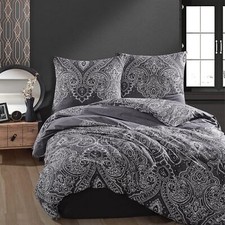 Biancheria da letto 200x200 cm. Set 3 pezzi, antracite, 100% cotone/rinforzato, Pulse V1