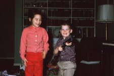 YOUNG BOY POINTING TOY RIFLE AT THE CAMERA 1963 35mm PHOTO SLIDE