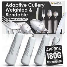 Set Posate Aiuto Alimentare Disabili Facile Impugnatura Ponderate Pieghevoli Anziani Disabili
