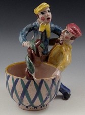 FIGURINA CERAMICA VIETRI ANNI '30 2 UOMO CON CESTO FIGURINA DOLKER VINTAGE #53