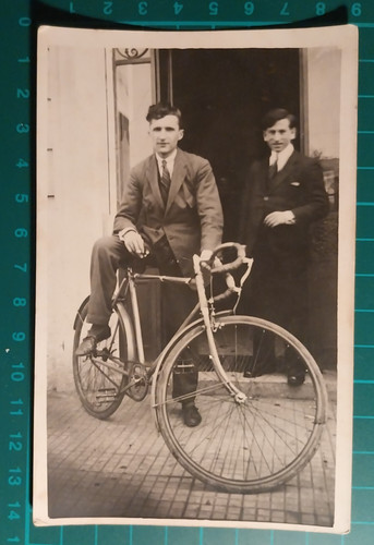 1910 cyclist bike postcard - postcard,