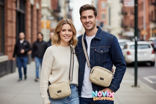 Borsa beige tracolla unisex - beige, a