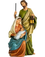 Statua presepe Sacra Famiglia in pasta di legno della Valgardena made in Italy