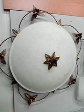 Lampada da Soffitto in Stile Rustico con Dettagli Floreali in Metallo