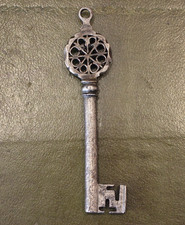CHIAVE ANTICA VENEZIANA FEMMINA RARA CLEF CLE' EN FER FORGE' IRON KEY SCHLUSSEL 