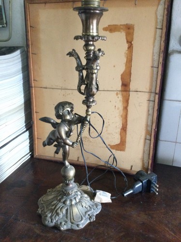 Lampada bronzo ottone putti - ottone,