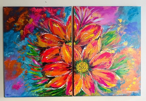 Quadro astratto floreale