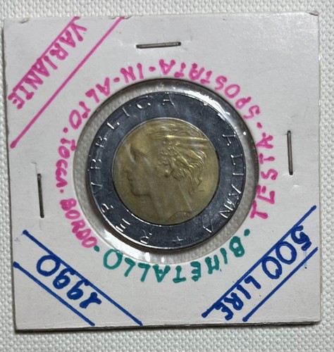 500 lire 1990 variante testa - lire,