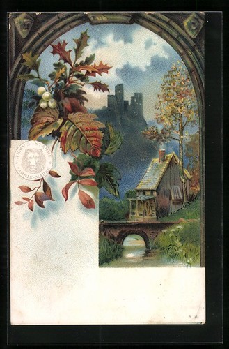 Cartolina casa con mulino - casa, ad
