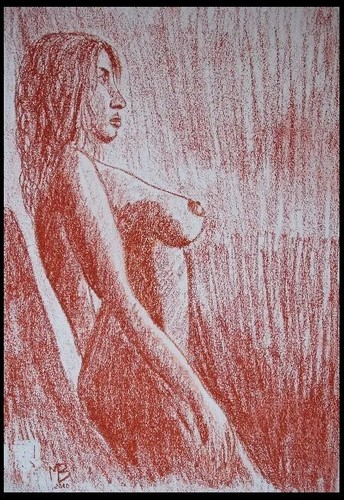 Disegno carboncino nudo di - -,