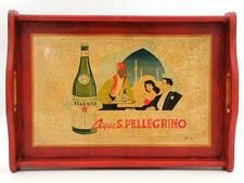 SAN PELLEGRINO VASSOIO LEGNO PUBBLICITARIO DI LIVIA TAVALLINI CENTIMETRI 47X32