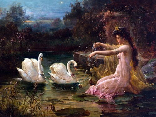Signora lago dei cigni - lago,