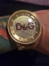 RARISSIMO D&G DOLCE GABBANA DW0377 UOMO/DONNA PRIME TIME BLING CRISTALLO ORO 46 MM!