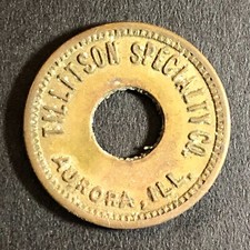 Gettone slot machine Tillitson Specialty Co. Aurora, IL "Mints" 21 mm c1925-30s ottime condizioni