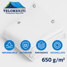 Telone Occhiellato Telo in PVC gr 650 Impermeabile Pesante Resistente Rinforzato