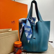 Borsa tote Hermès Taurillon Clemence Picotin MM L timbro pelle usata