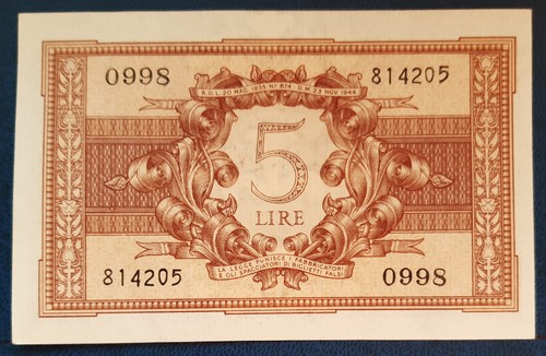 5 lire 1944 atena - ,