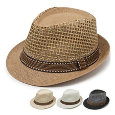 Cappello Fedora Estivo In Paglia Per Uomo Donna Cappello Da Sole Trilby ☆