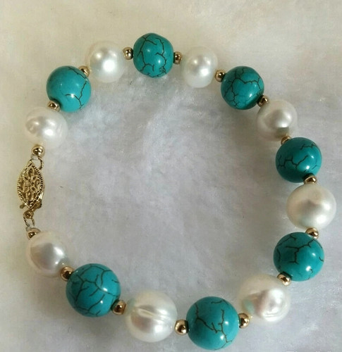 Bracciale donna turchese perle