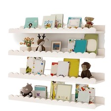 4 Mensole Smerlate, Mensole Galleggianti Bianche per La Cameretta Dei Bambi3187