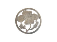 Spilla 925 Argento Decorazione Rotondo Fiore a Sega 9,7 G / Ø 4,0 CM