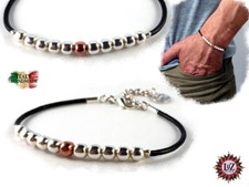 Bracciale cuoio con palline