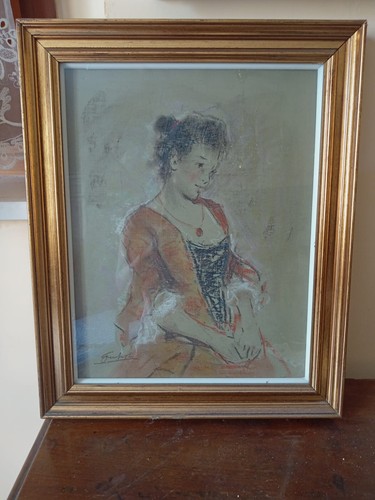 Dipinto olio cartone donna - olio,