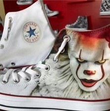 Converse all Star Custom  disegnate con pittura Pagliaccio It Stephen Kin