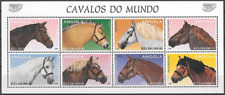 Angola 1997 cavalli, Selle Francais, fiordo, Percheron, Shagya arabo, Avelignese, m/s MNH