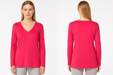 Elle Macpherson Top Maglia Da Donna Rosso Bordeaux Taglia M Con Scollo A V Moda