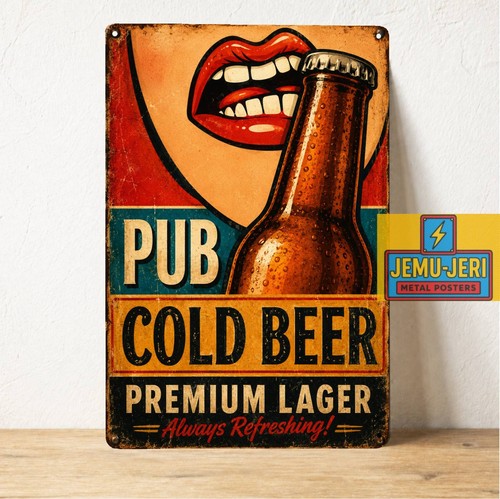 Insegna latta birra fredda - , pub