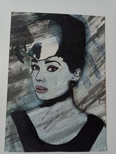Corde Audrey Hepburn Pop Art Quadro 21,5 X 19 Cm AcrilicoCarta Opera Unica Firma