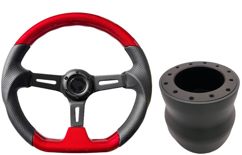Volante sportivo piatto - piatto, rosso