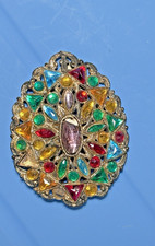 Vintage 1930s  FUR CLIP/Dress Clip  Art Deco/Czech Style "Fruit Salad" Colorful