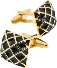 Gemelli design diamante - nero, e